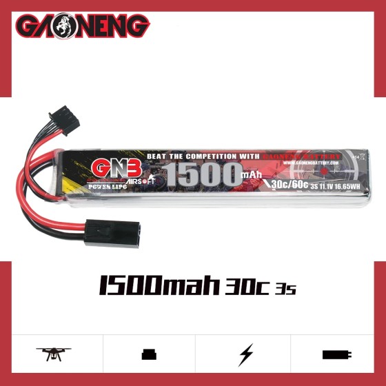GNB GAONENG 1500MAH 3S 11.1V 30C 60C RC LiPo Battery AirSoft Mini Tamiya Connector